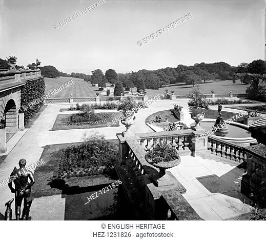 The lower terrace, Osborne House, Isle of Wight, 1880s. Osborne House on the Isle of Wight was built for Queen Victoria and Prince Albert and completed in 1851