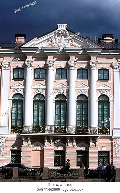 Russia - Saint Petersburg, Historic Centre (UNESCO World Heritage List, 1990). Stroganov Palace (1752-1754, architect Bartolomeo Francesco Rastrelli) along...