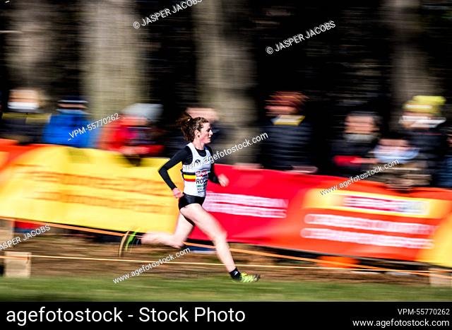 Belgian Lisa Rooms pictured in action during the women's race at the European Cross Country Championships, in Piemonte, Italy, Sunday 11 December 2022
