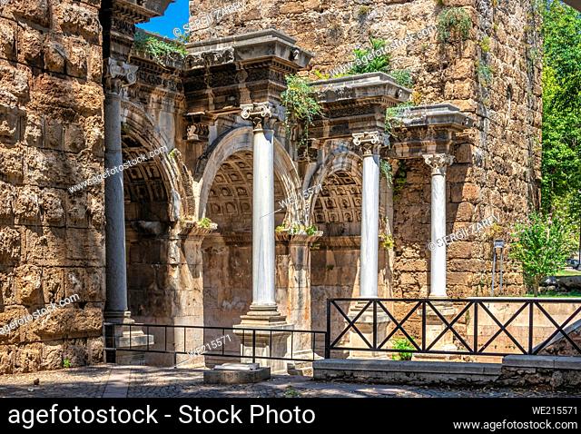Antalya, Turkey. Hadrian's Gate in the old city of Antalya, Turkey, on a sunny summer day