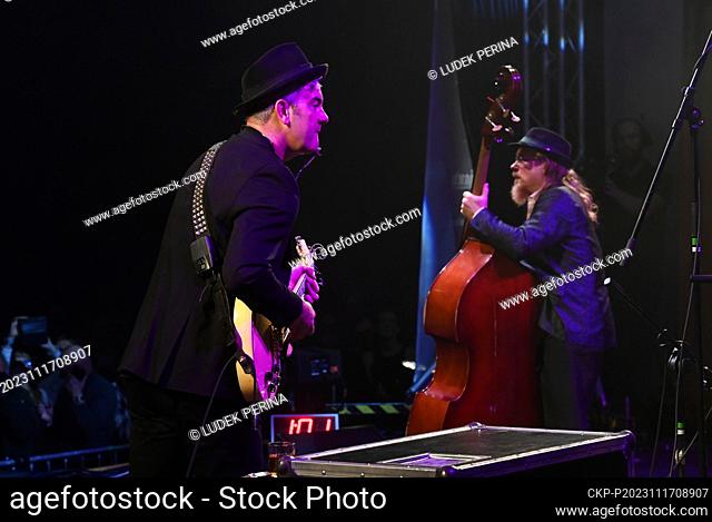 From left: frontman, singer, guitarist and harmonica player Garrett Dutton and double bassist Jim Prescott of G. Love and Special Sauce band performed on the...
