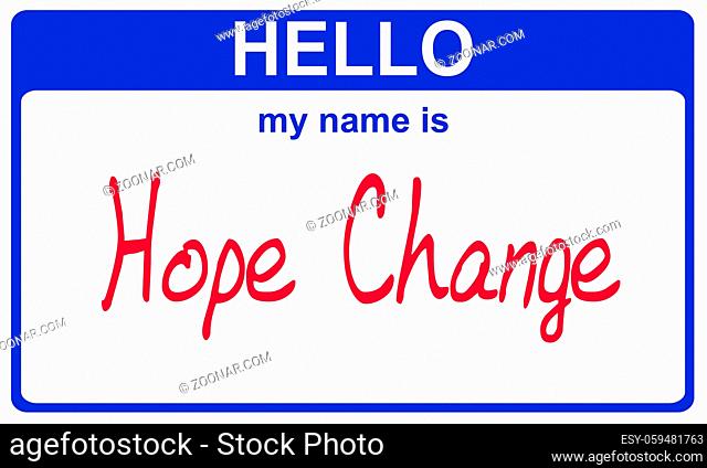 hello my name is hope change blue sticker