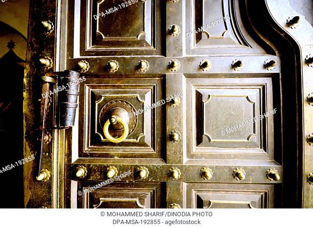 wooden gate of Ganesh Pol Amber fort jaipur rajasthan India Asia