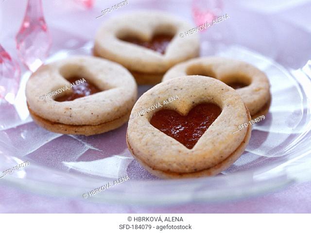 Almond and nut biscuits with jam filling
