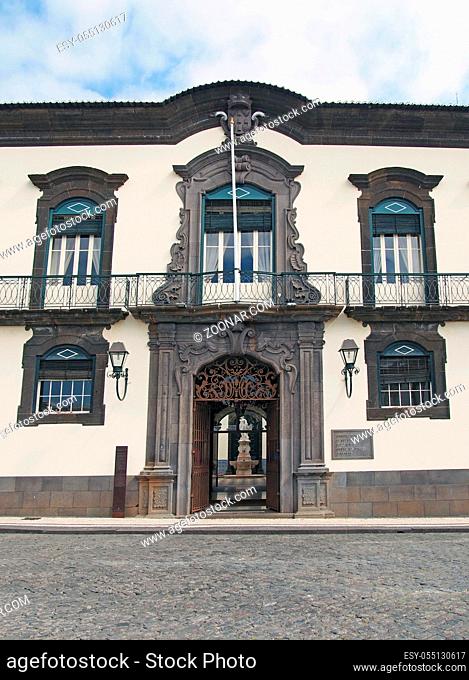 the front facade of funchal city hall in madeira a historic building built in the 18th century as a private residence