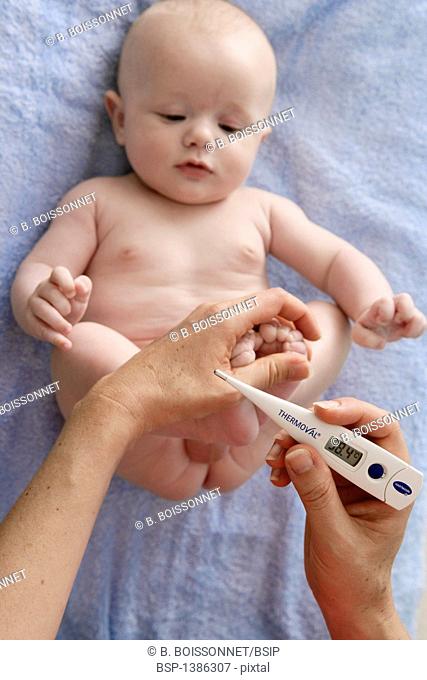 INFANT WITH FEVER Models. 3-month-old baby boy