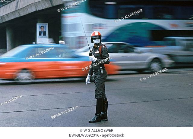 traffic policeman in Bangkok, Thailand, Bangkok