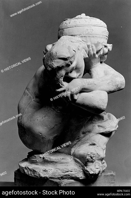 Fallen Caryatid Carrying an Urn. Artist: Auguste Rodin (French, Paris 1840-1917 Meudon); Date: first modeled 1883; Culture: French; Medium: Cast terracotta;...
