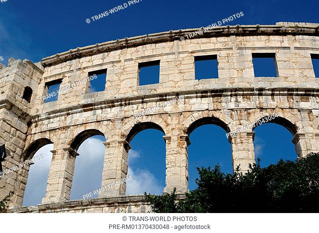 CROATIA, Istra, Pula, Remains of Roman emperor Vespasians amphitheater ca. 70 AD