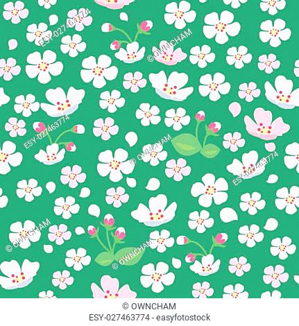 Seamless Pattern With Apple Tree Flowers