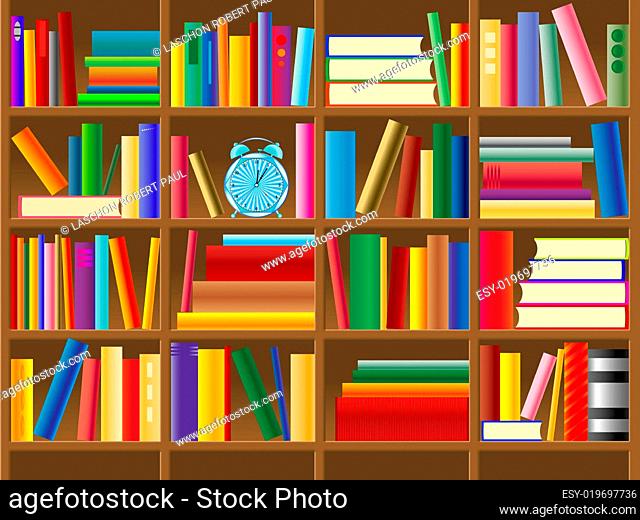 wooden bookshelf vector
