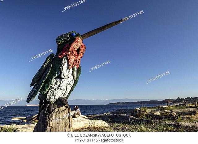 Anna's Hummingbird - Driftwood Art by Paul Lewis - Esquimalt Lagoon, Victoria, Vancouver Island, British Columbia, Canada