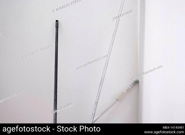 construction site, refurbishment and renovation of an apartment, detail of painting tools