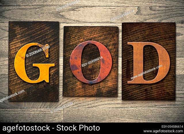 GOD written in wooden letterpress type