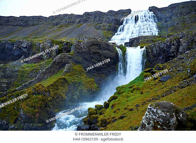 Dynjandi Falls, cliff, Iceland, waterfall, Westfijord, Europe, holidays, travel