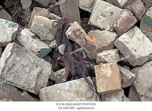 A woman's hair found in the rubble after a massive earthquake magnitude-7. 8 hit the country in Bhaktapur Kathmandu, Nepal May 01, 2015