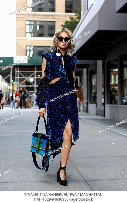 Blogger Caroline Daur posing outside of the Dion Lee runway show during New York Fashion Week - Sept 9, 2017 - Photo: Runway Manhattan/Valentina Ranieri ***For...