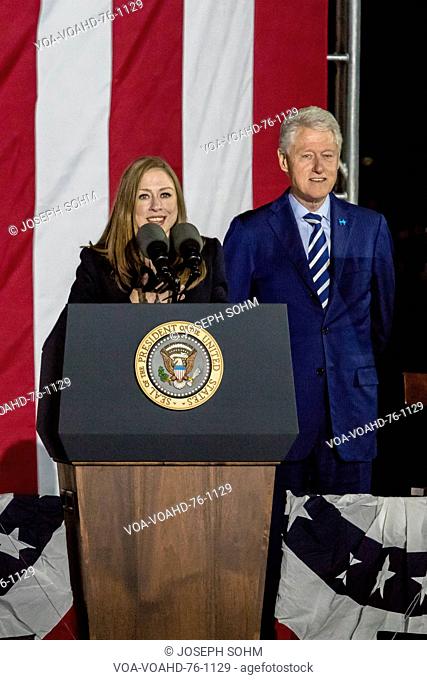 NOVEMBER 7, 2016, INDEPENDENCE HALL, PHIL., PA - PHILADELPHIA, PA - NOVEMBER 07: President Bill Clinton and Chelsea Clinton Mezvinsky appear the Night Before...