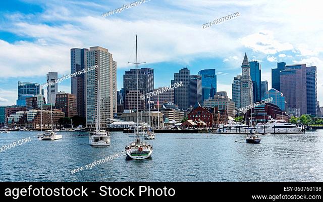 View of the waterfront and the harbour of Boston, Massachusetts