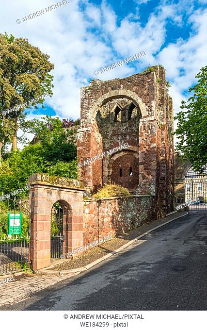Entrance to Rougemount Castle, Exeter, Devon, England, UK