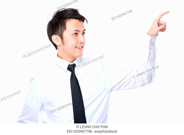 Businessman touch on imaginary panel
