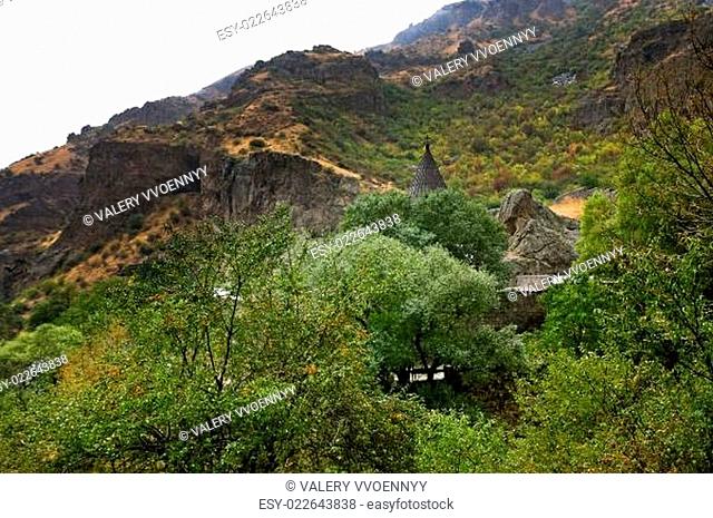 geghard monastery and cliffs in Armenia