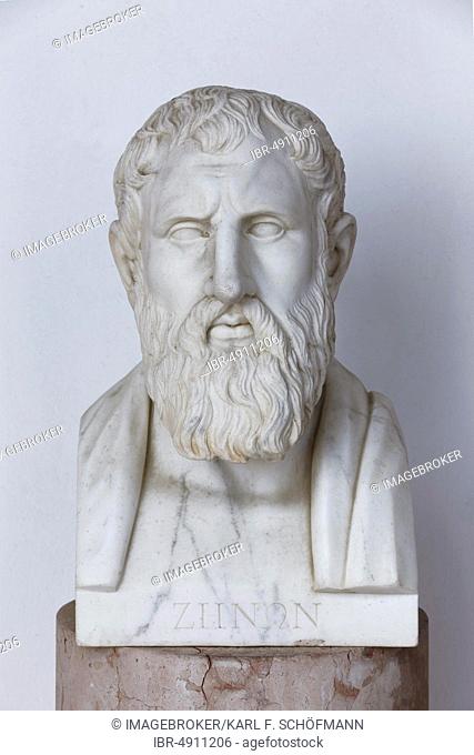 Bust of the Greek philosopher Zenon of Kition, Achilleion Palace, Gastouri, Corfu Island, Ionian Islands, Greece, Europe