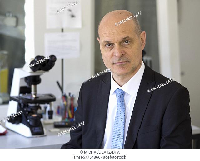 Peter Kremser in a labatory of the Institute for Tropical Medicine (Institut fuer Tropenmedizin) of Tuebingen University, Germany, 25 April 2015