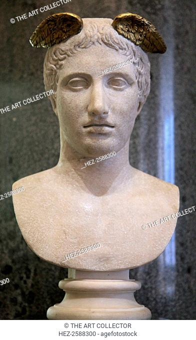 Head of Hermes, early 2nd century. Roman, after the Greek original of the 430s-420s BC. The Roman equivalent of Hermes, the messenger of the Gods, was Mercury