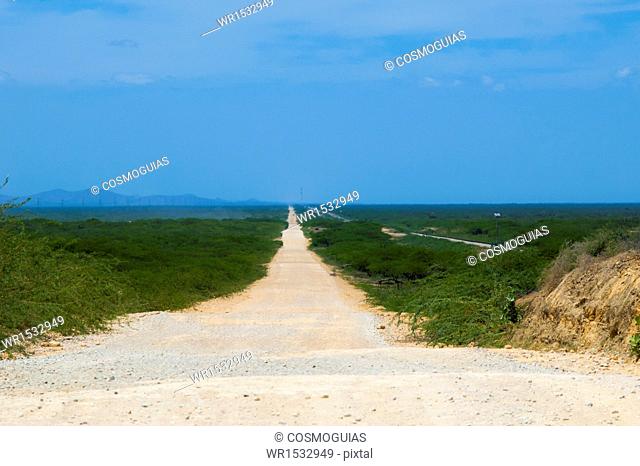 Road Cabo de la Vela, Guajira Peninsula, La Guajira, Riohacha, Colombia
