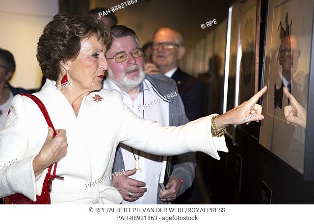 Princess Margriet of the Netherlands and Hans van Berkel at the Museum Volkenkunde in Leiden, on March 10, 2017, to attend the opening of the expostion Canadian...