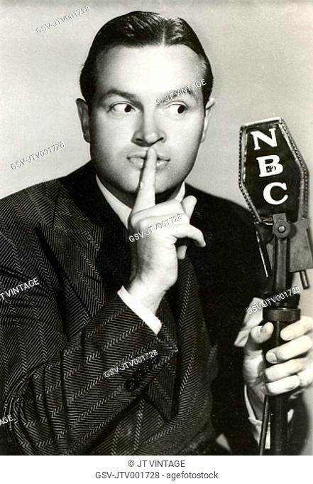 Bob Hope on-set of his Radio Program, The Pepsodent Show Starring Bob Hope, NBC, 1940