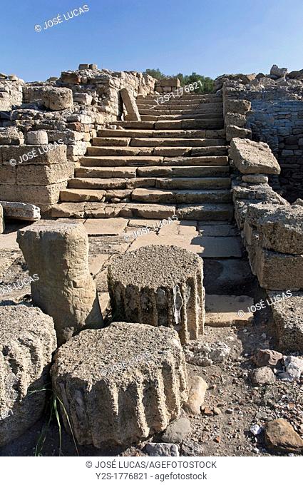 Roman ruins of Carteia, Stairs to the forum, 2nd century BC, San Roque, Cadiz-province, Spain