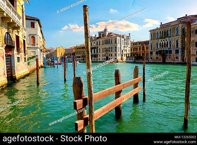 Sunny summer day in romantic Venice, Italy