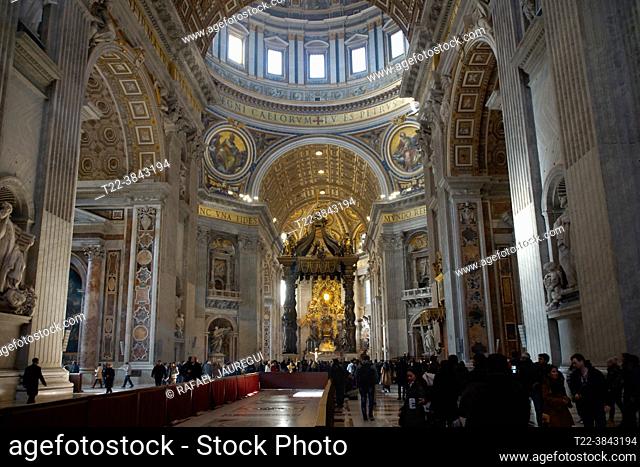 Vatican City (Italy). Interior of St. Peter's Basilica in Vatican City