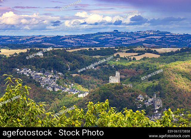 Castle and village in Najac, Aveyron, Southern France