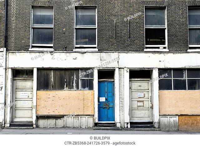 Neglected shopfronts, London, UK