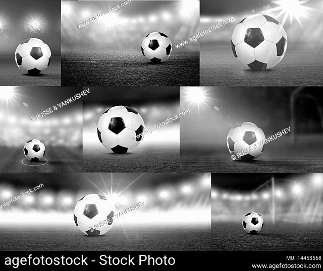 Different views of a soccer in the stadium
