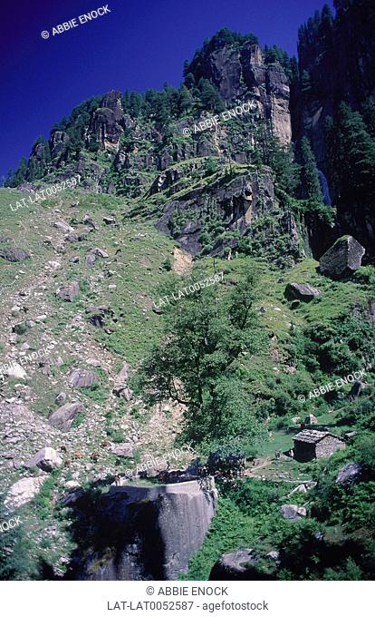 Stoney mountain slope near Vashist in Kulu Valley
