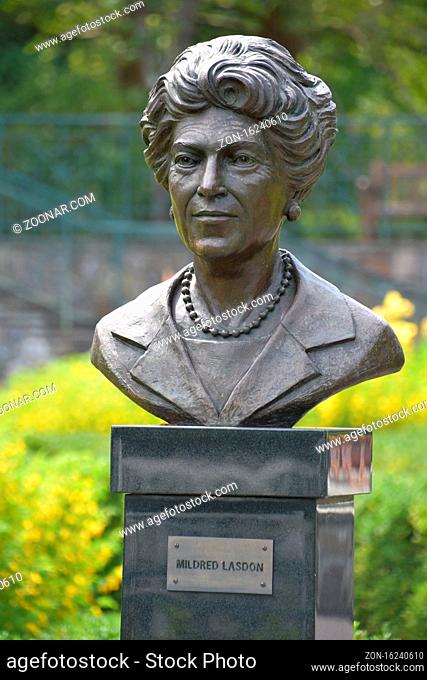 Statue of Mildred Lasdon at Lasdon Park and Arboretum in Katonah, New York USA