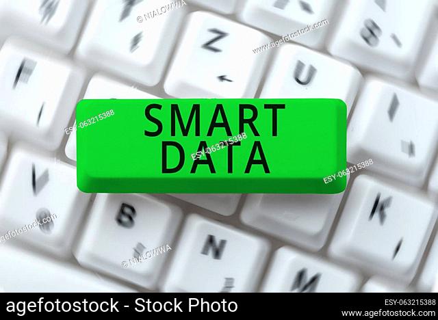 Text caption presenting Smart Data, Business approach digital information that is formatted for further consolidation