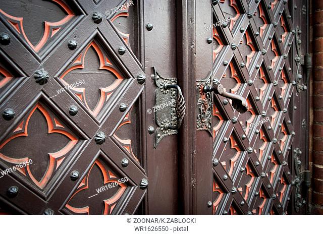 decorative old wooden church door