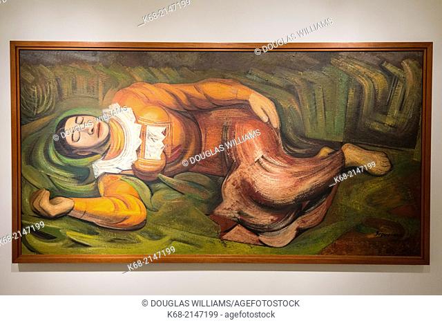Mujer Dormida, La Primavera, painting by David Alfaro Siqueiros, at Real Maravilloso, an exhibition of Mexican Art at the Museum of Anthroplogy at the...