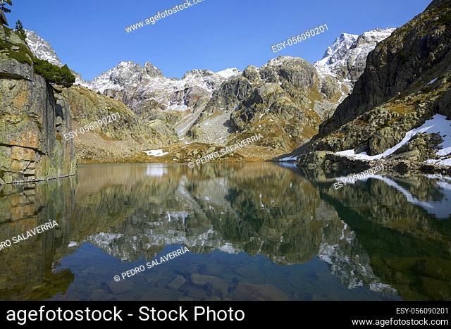 Arriel Lake in the Pyrenees, Tena Valley, Huesca Province, Aragon in Spain