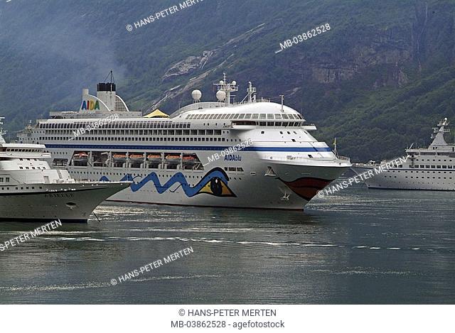 Norway, More og Romsdal, Geirangerfjord, cruise-ships, Aida Blu, detail