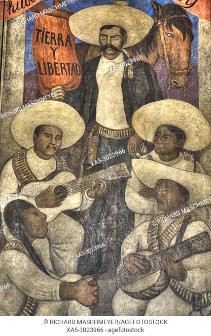 Wall Mural, ""Emiliano Zapata"", Painted by Diego Rivera, 1928, Secretariate of Education Building, Mexico City, Mexico