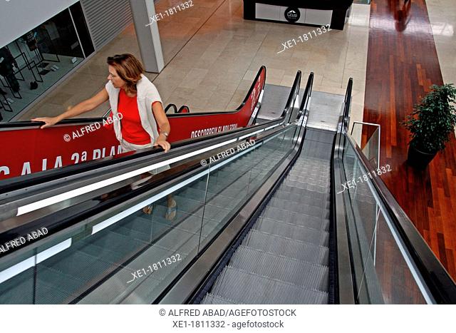 Escalators, shopping center Maremagnum, Barcelona, Catalonia, Spain