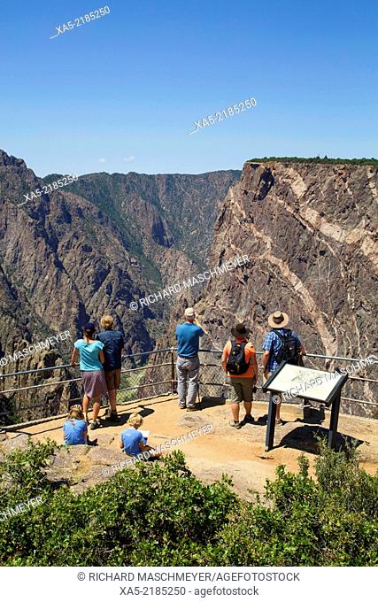 Visitors at Painted Wall View Point, Black Canyon of the Gunnison National Park, Colorado, USA