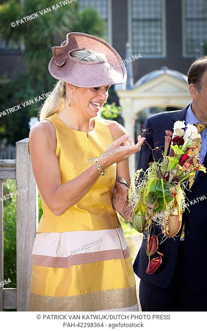 Queen Maxima of The Netherlands opens the renovated tropical greenhouse complex in the Hortus Botanicus tropical garden in Leiden, The Netherlands