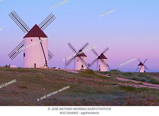 Mota del Cuervo, Windmills, Route of Don Qiuijote, Cuenca province, Castilla-La Mancha, Spain